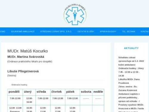 Praktický lékař pro dospělé - Středisko zdraví spol. s.r.o. - MUDr. Matúš Kocurko, MUDr. Martina Svárovská