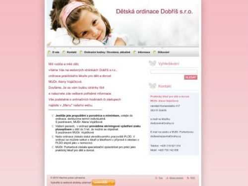 Praktický lékař pro děti a dorost - Dětská ordinace Dobříš s.r.o. - MUDr. Alena Vojáčková, MUDr. Jana Veselá