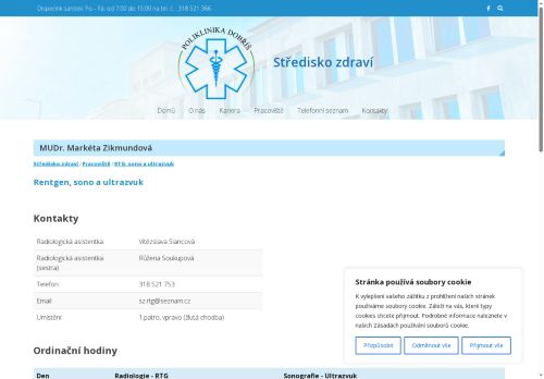 Zobrazit webové stránky RTG a sonografie (ultrazvuk) - Středisko zdraví spol. s.r.o. - MUDr. Markéta Zikmundová