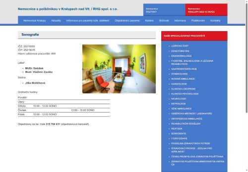 Zobrazit webové stránky Sonografie (ultrazvuk) Nemocnice s poliklinikou Kralupy nad Vltavou