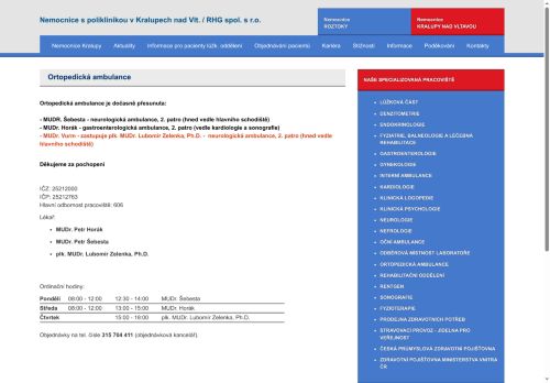 Zobrazit webové stránky Ortopedická ambulance - MUDr. Petr Horák, MUDr. Petr Šebesta