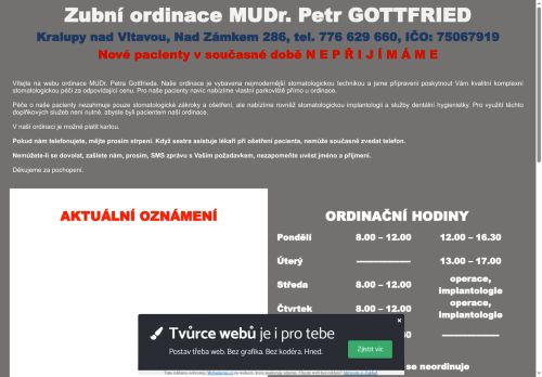 Zobrazit webové stránky Zubní ordinace - MUDr. Petr Gottfried