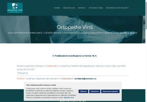 Zobrazit webové stránky Ortopedie Vinš - MUDr. Michal Vlk, MUDr. Milan Plaček, MUDr. Milan Němejc