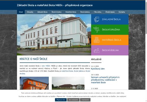 Webové stránky Základní škola a mateřská škola Měčín - příspěvková organizace, Měčín
