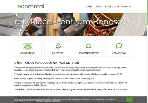 Ecometal, s.r.o nabízí práci na pozici Obsluha stacionárních recyklačních strojů    M/Ž v obci Benešov