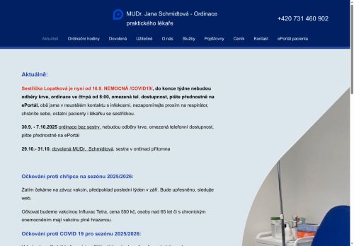 Zobrazit webové stránky Praktický lékař pro dospělé - MUDr. Jana Schmidtová