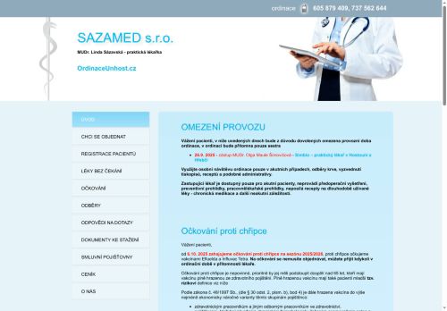 Zobrazit webové stránky Praktický lékař pro dospělé - MUDr. Linda Sázavská