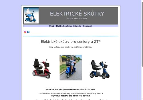 Zobrazit webové stránky Elektrické skútry pro seniory a ZTP