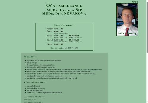 Zobrazit webové stránky Oční ambulance - MUDr. Ladislav Šíp, MUDr. Dita Nováková