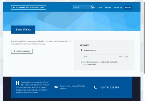 Zobrazit webové stránky Sono (ultrazvuk) břicha - Poliklinika U Sv. Jakuba, Hostivice