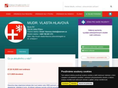 Praktický lékař pro dospělé - MUDr. Vlasta Hlavová