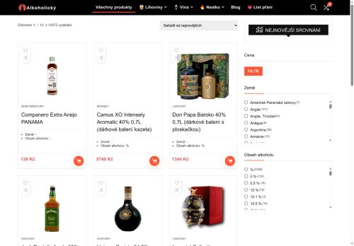 Zobrazit webové stránky Alkohol