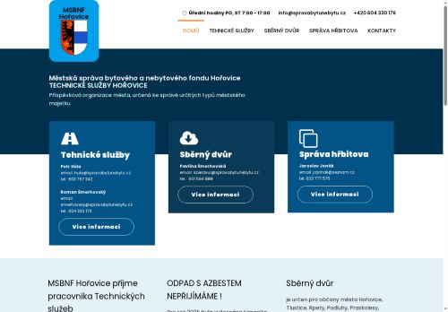 Zobrazit webové stránky Městská správa bytového a nebytového fondu Hořovice
