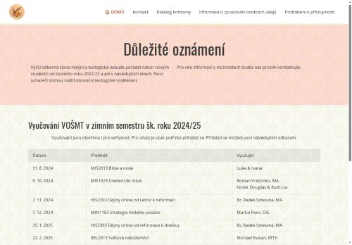 Zobrazit webové stránky VOŠ misijní a teologická