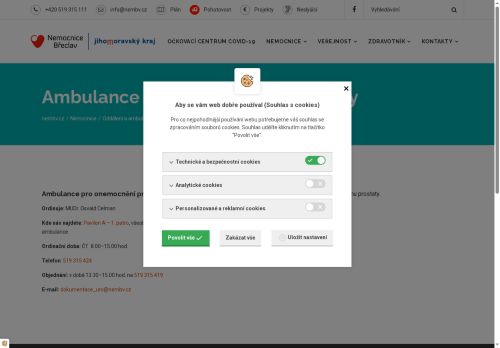 Zobrazit webové stránky Ambulance pro onemocnění prostaty Nemocnice Břeclav - MUDr. Osvald Celman