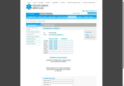Zobrazit webové stránky Denzitometrie - poliklinika Břeclav