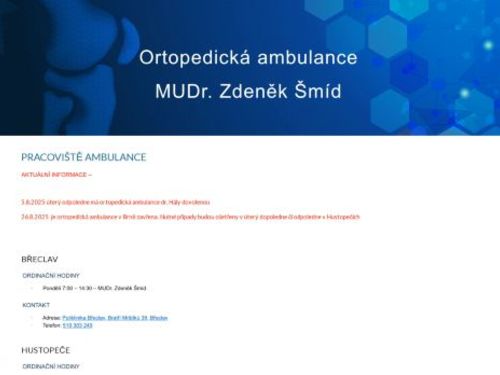 Ortopedická ambulance - MUDr. Zdeněk Šmíd