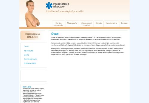 Zobrazit webové stránky Mamografie - poliklinika Břeclav