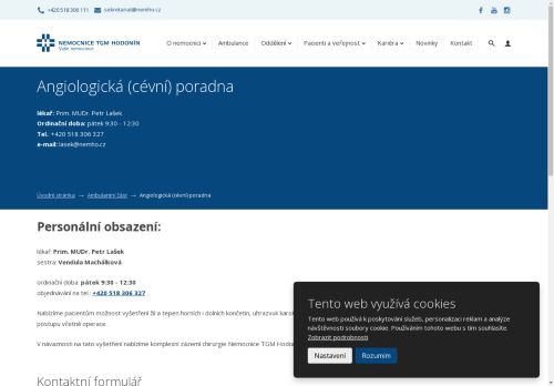 Zobrazit webové stránky Angiologická (cévní) poradna Nemocnice TGM Hodonín
