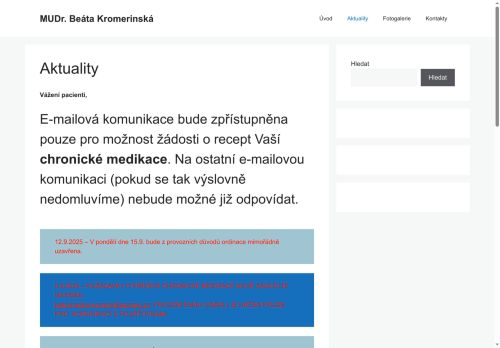 Zobrazit webové stránky Praktický lékař pro dospělé Bekromedica s.r.o. - MUDr. Beáta Kromerinská