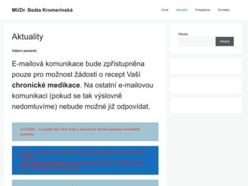 Praktický lékař pro dospělé Bekromedica s.r.o. - MUDr. Beáta Kromerinská