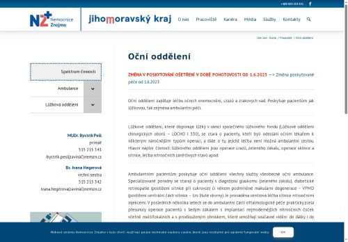 Zobrazit webové stránky Oční ambulance - Nemocnice Znojmo