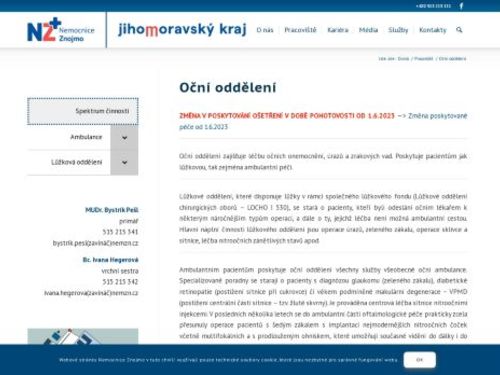 Oční ambulance - Nemocnice Znojmo