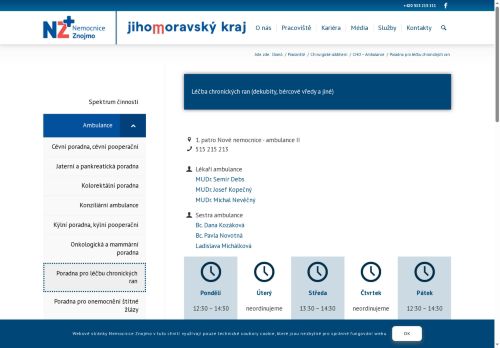 Zobrazit webové stránky Poradna pro léčbu chronických ran - Nemocnice Znojmo