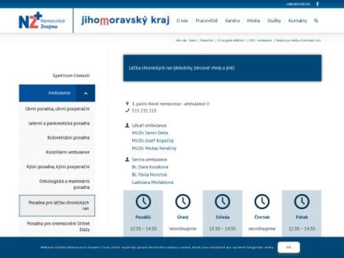 Poradna pro léčbu chronických ran - Nemocnice Znojmo