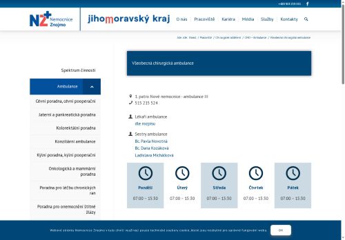 Zobrazit webové stránky Všeobecná chirurgická ambulance - Nemocnice Znojmo