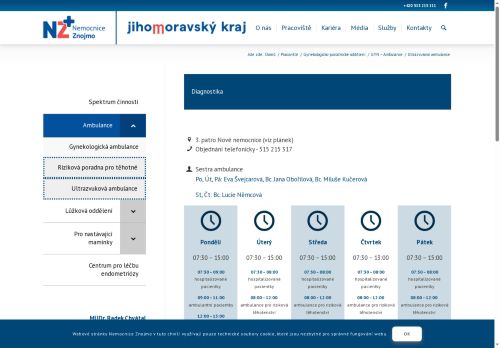 Zobrazit webové stránky Riziková poradna pro těhotné a ultrazvuková ambulance - Nemocnice Znojmo