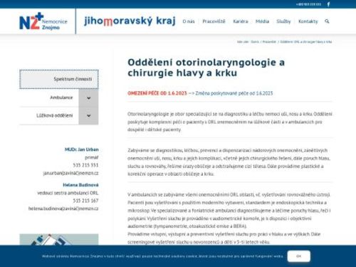 ORL ambulance - Nemocnice Znojmo