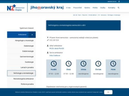 Dětská nefrologická a revmatologická ambulance - Nemocnice Znojmo