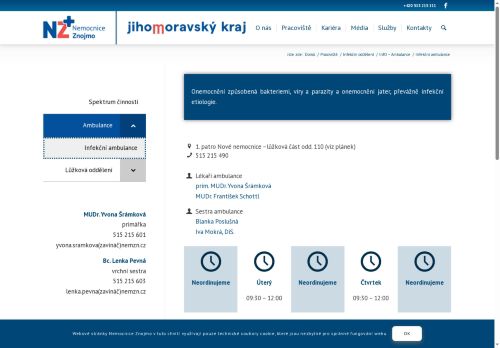 Zobrazit webové stránky Infekční ambulance - Nemocnice Znojmo