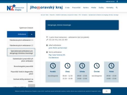 Alergologická a imunologická ambulance - Nemocnice Znojmo
