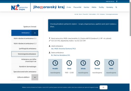 Zobrazit webové stránky Venerologická ambulance - Nemocnice Znojmo