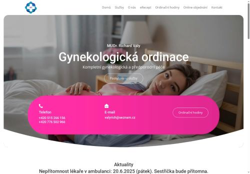 Zobrazit webové stránky Gynekologická ordinace - MUDr. Richard Vály, MUDr. Lenka Fendrichová