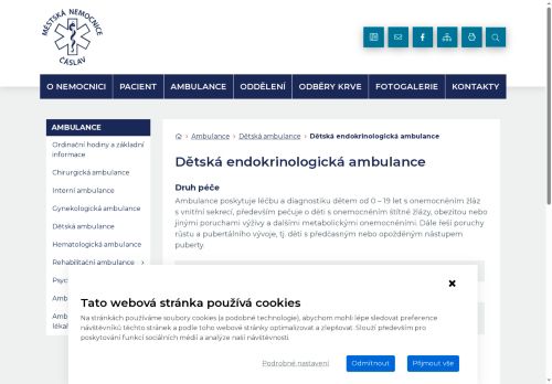 Zobrazit webové stránky Dětská endokrinologická ambulance - Městská nemocnice Čáslav - MUDr. Andrea Vánišová