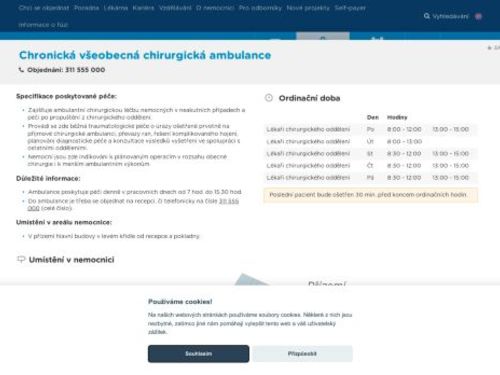 Chronická všeobecná chirurgická ambulance - Nemocnice Hořovice