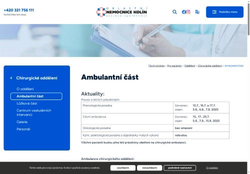 Zobrazit webové stránky Chirurgická ambulance - Oblastní nemocnice Kolín