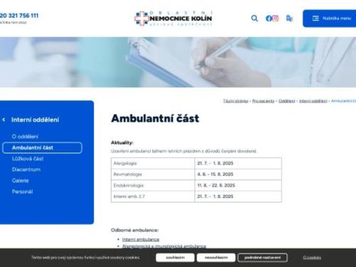 Revmatologická ambulance - Oblastní nemocnice Kolín