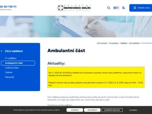 Dětská oční ambulance - Oblastní nemocnice Kolín