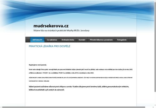 Zobrazit webové stránky Praktický lékař pro dospělé - MUDr. Jaroslava Sekerová