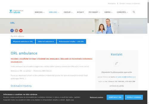 Zobrazit webové stránky ORL ambulance - Nemocnice Mělník