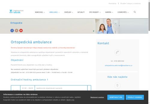 Zobrazit webové stránky Ortopedická ambulance - Nemocnice Mělník