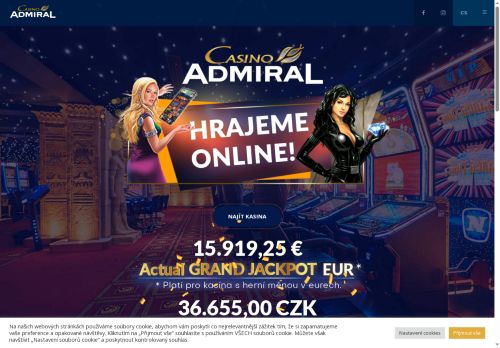 Webové stránky Paradise Casino Admiral,a.s., Mikulov