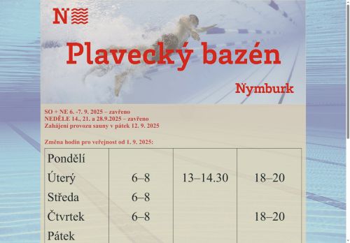 Zobrazit webové stránky Plavecký bazén Nymburk
