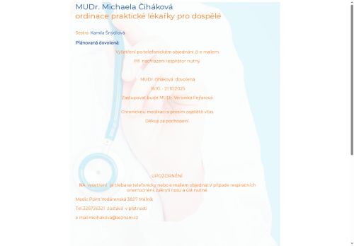 Zobrazit webové stránky Praktický lékař pro dospělé - MUDr. Michaela Čiháková