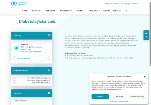 Zobrazit webové stránky Diabetologická ambulance - Nemocnice Nymburk
