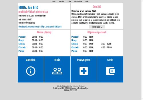 Zobrazit webové stránky Praktický lékař pro dospělé - MUDr. Jan Frič